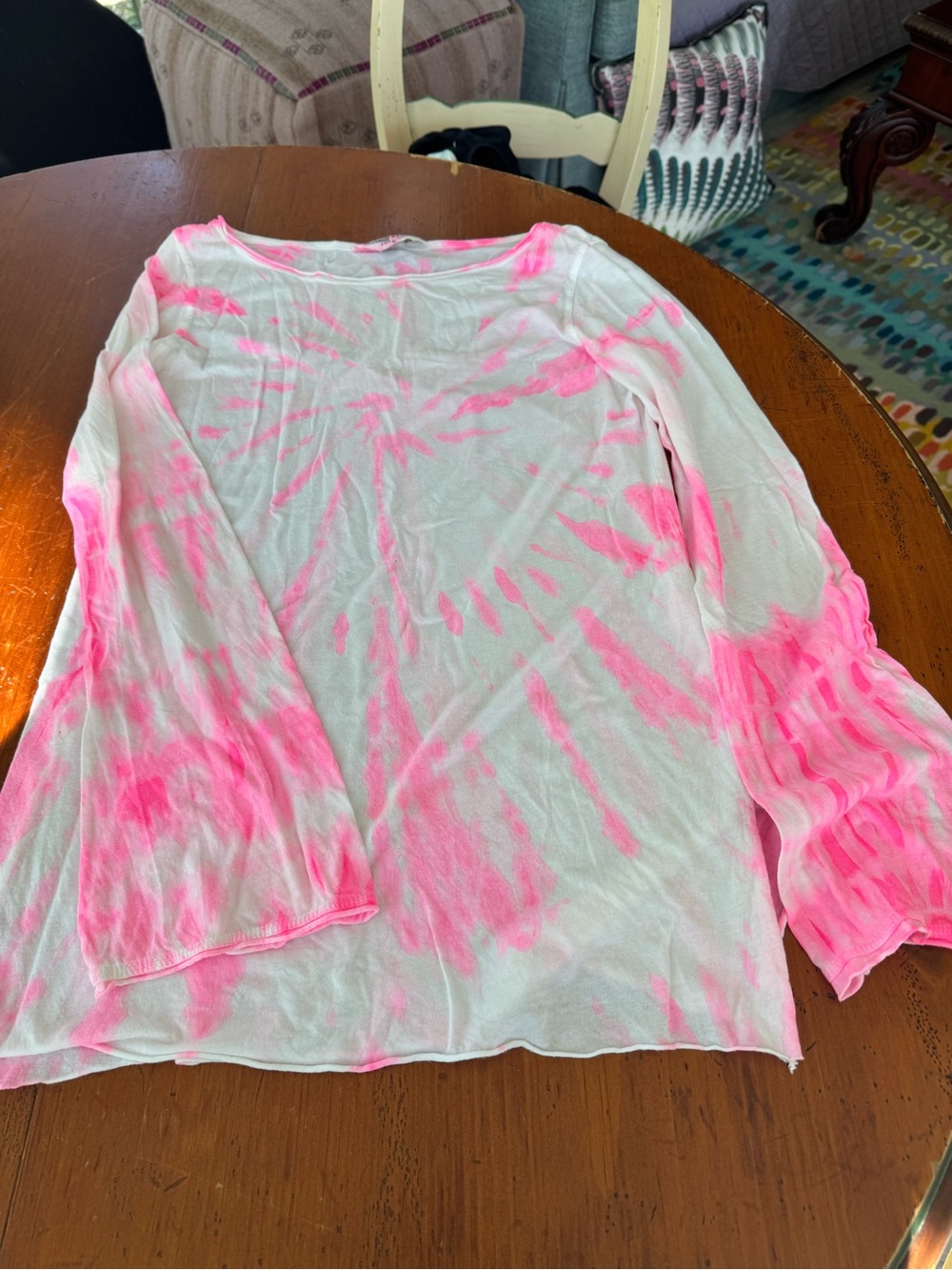 Hard Tail White and Pink Tie-Dye Long Sleeve Shirt